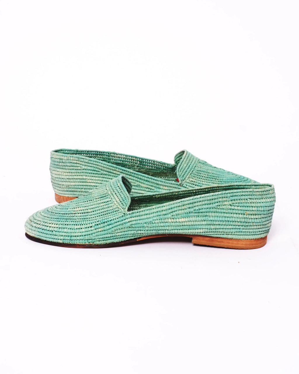 Women's Raffia Loafers in Turquoise