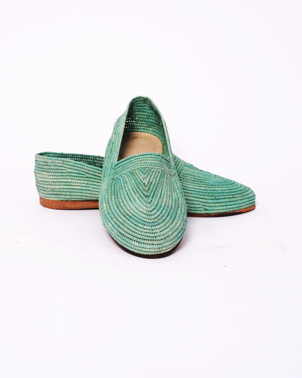 Women's Raffia Loafers in Turquoise