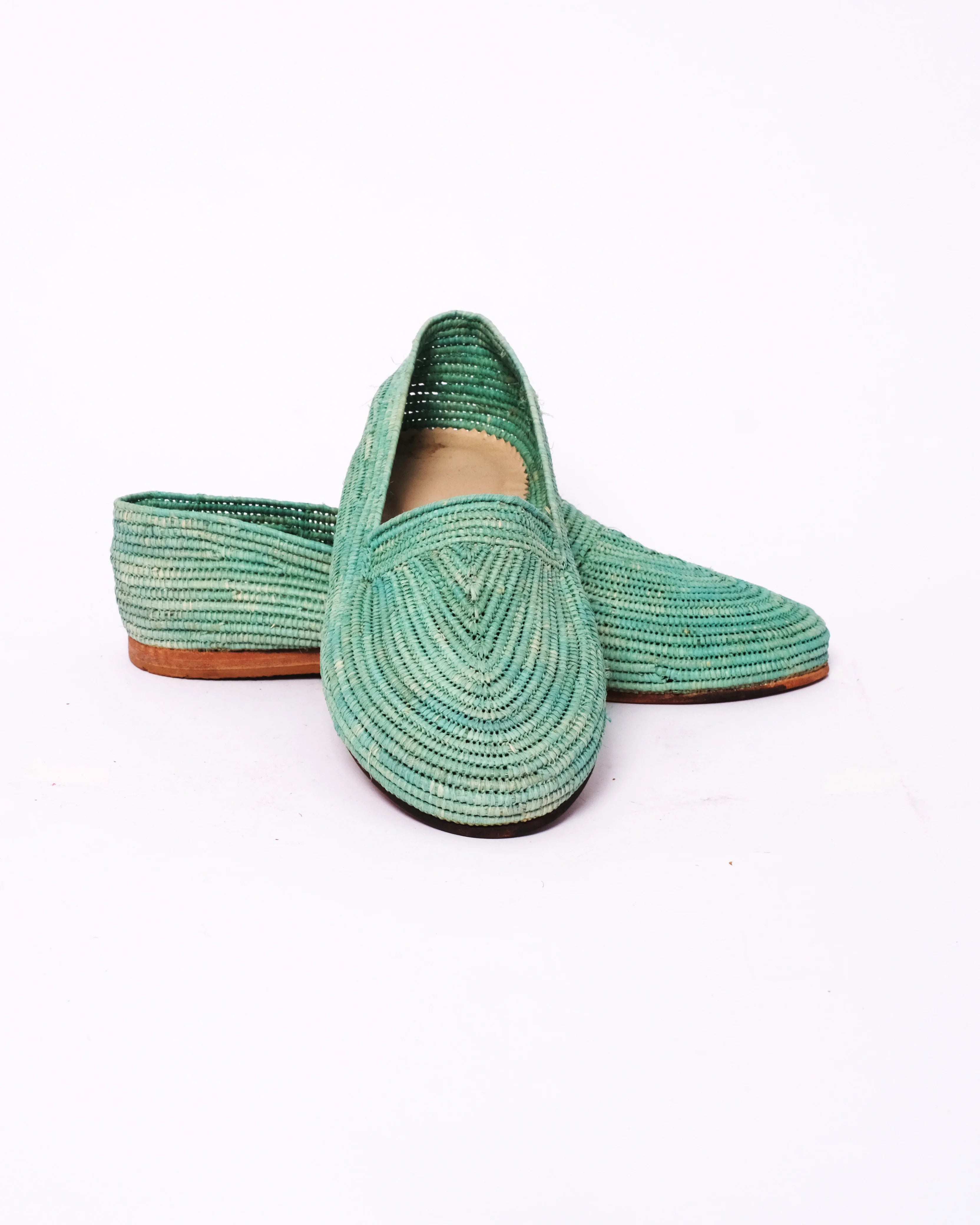 Women's Raffia Loafers in Turquoise