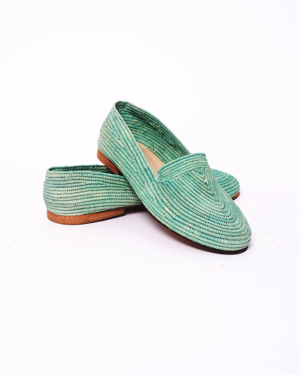 Women's Raffia Loafers in Turquoise