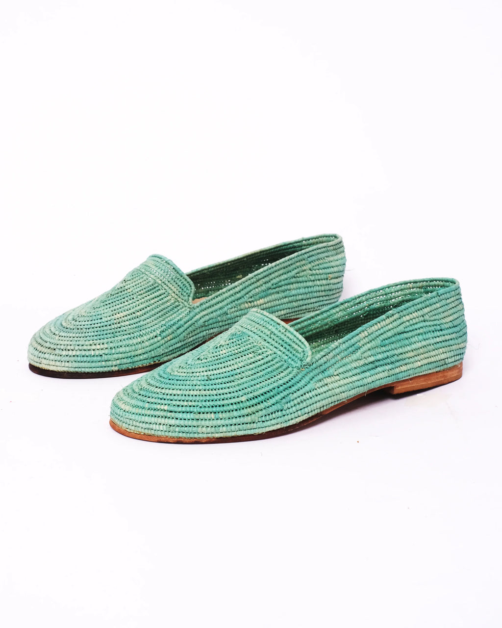Women's Raffia Loafers in Turquoise