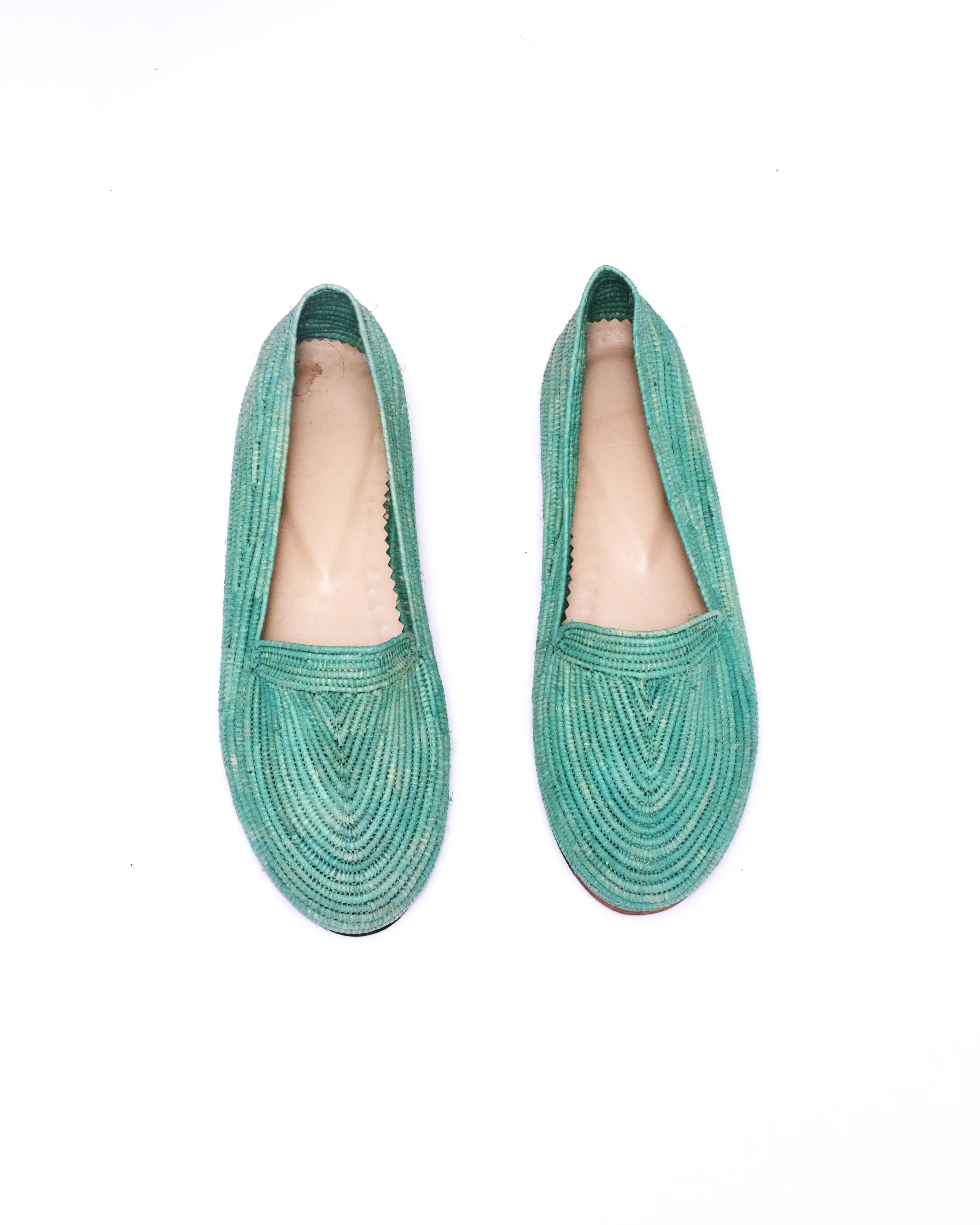 Women's Raffia Loafers in Turquoise