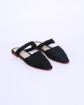 Women's Raffia Mule in Black Strap