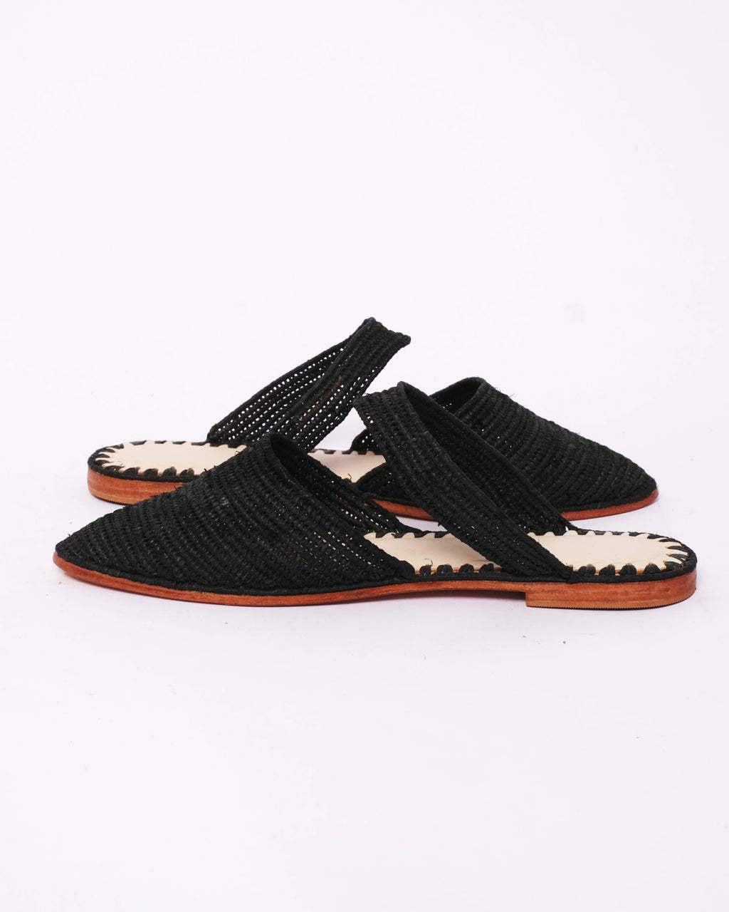 Women's Raffia Mule in Black Strap