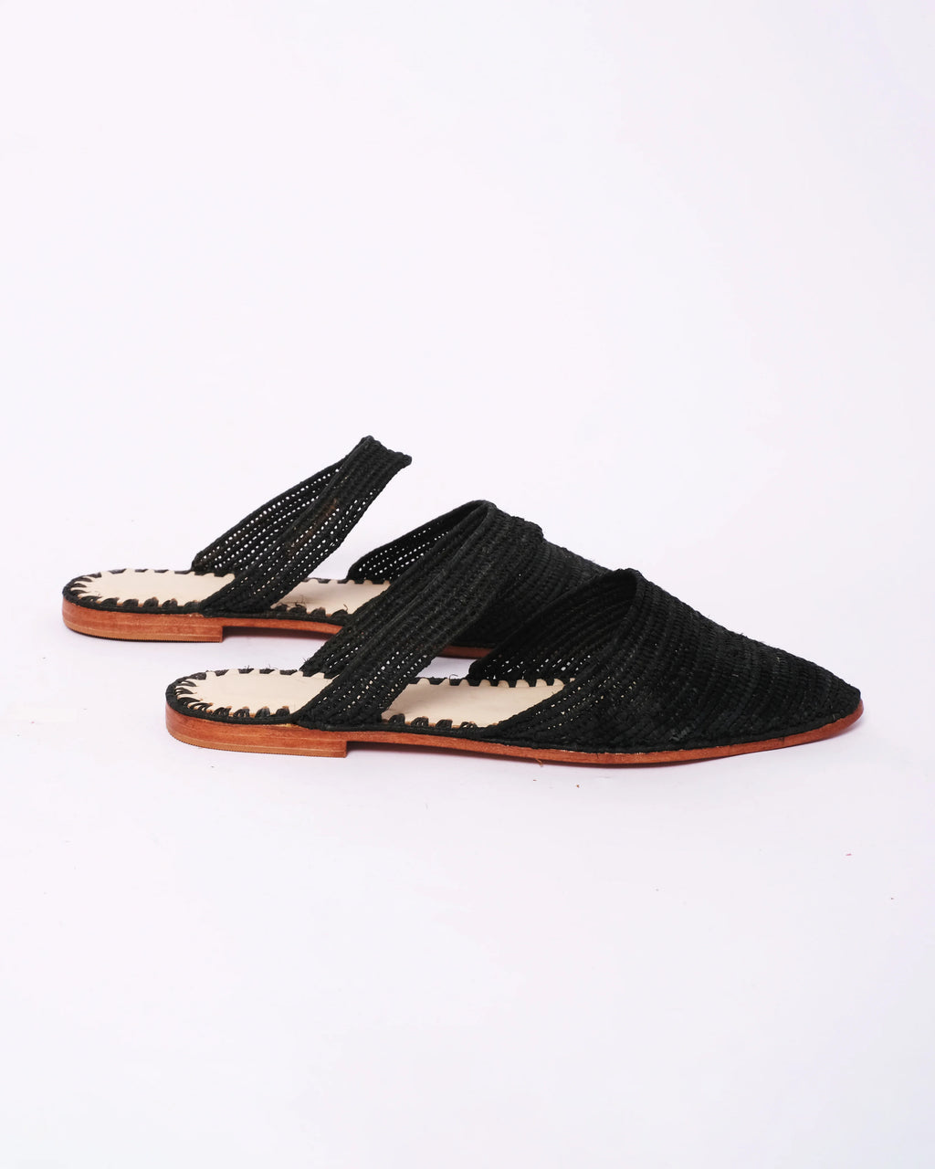 Women's Raffia Mule in Black Strap