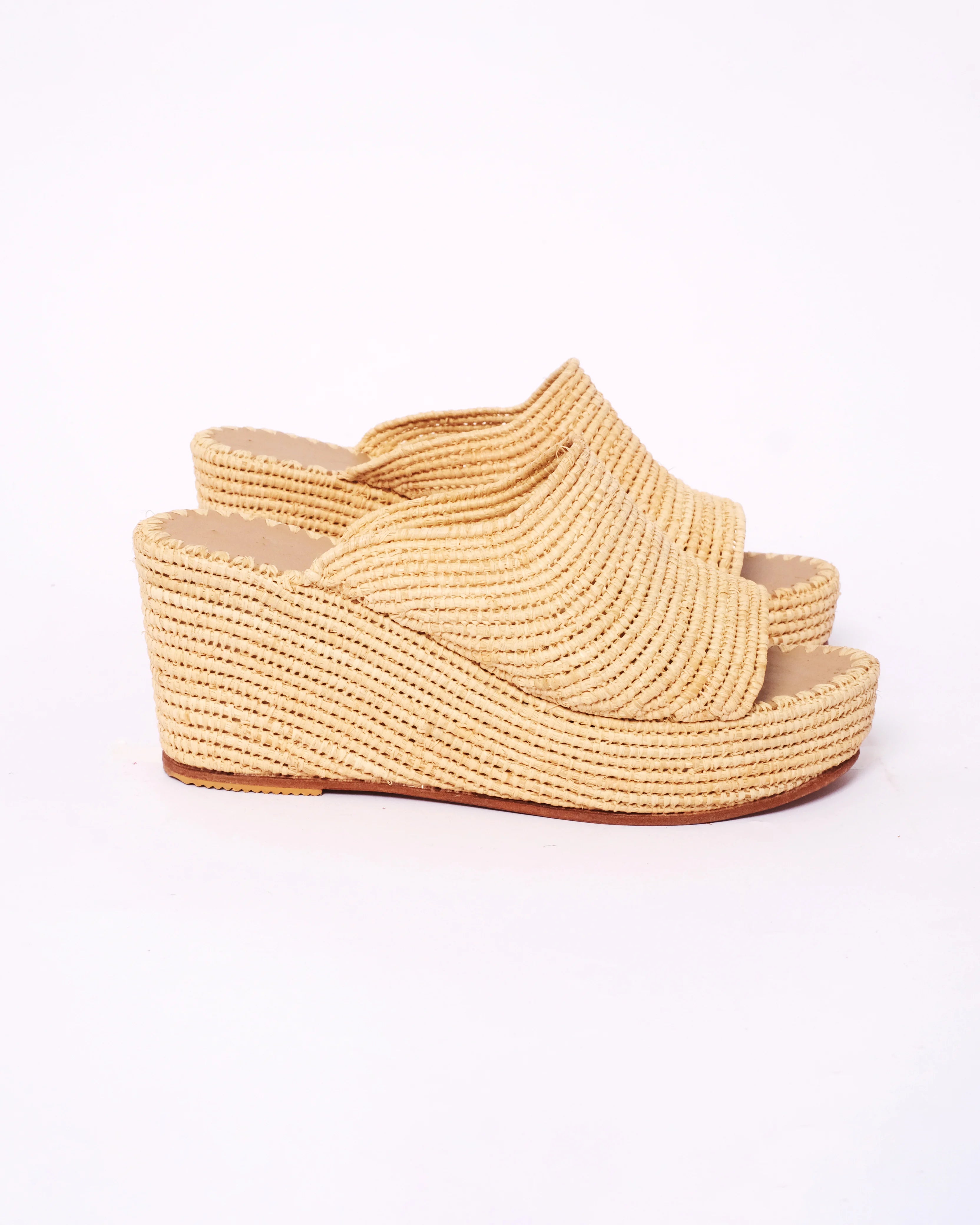 Women's Raffia Wedge Sandals In Natural