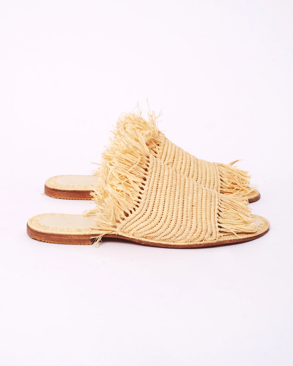 Women's Raffia Woven Mule Sandals In Natural Cream
