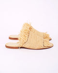 Women's Raffia Woven Mule Sandals In Natural Cream