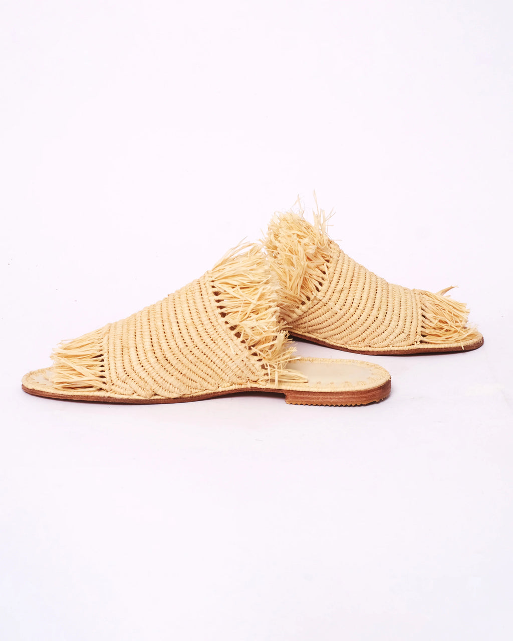 Women's Raffia Woven Mule Sandals In Natural Cream
