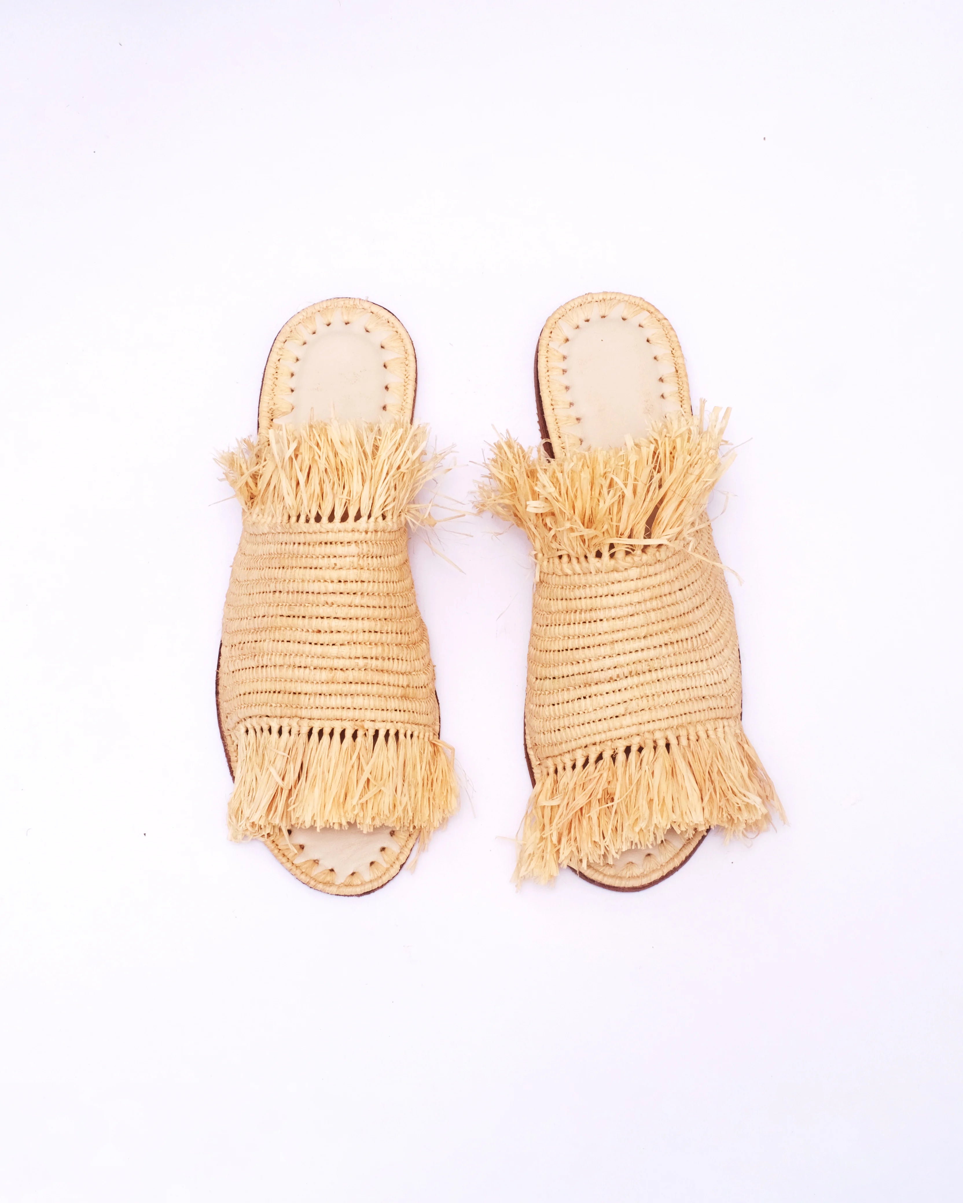Women's Raffia Woven Mule Sandals In Natural Cream