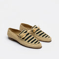 Women's Raffia Loafers in Black & Natural