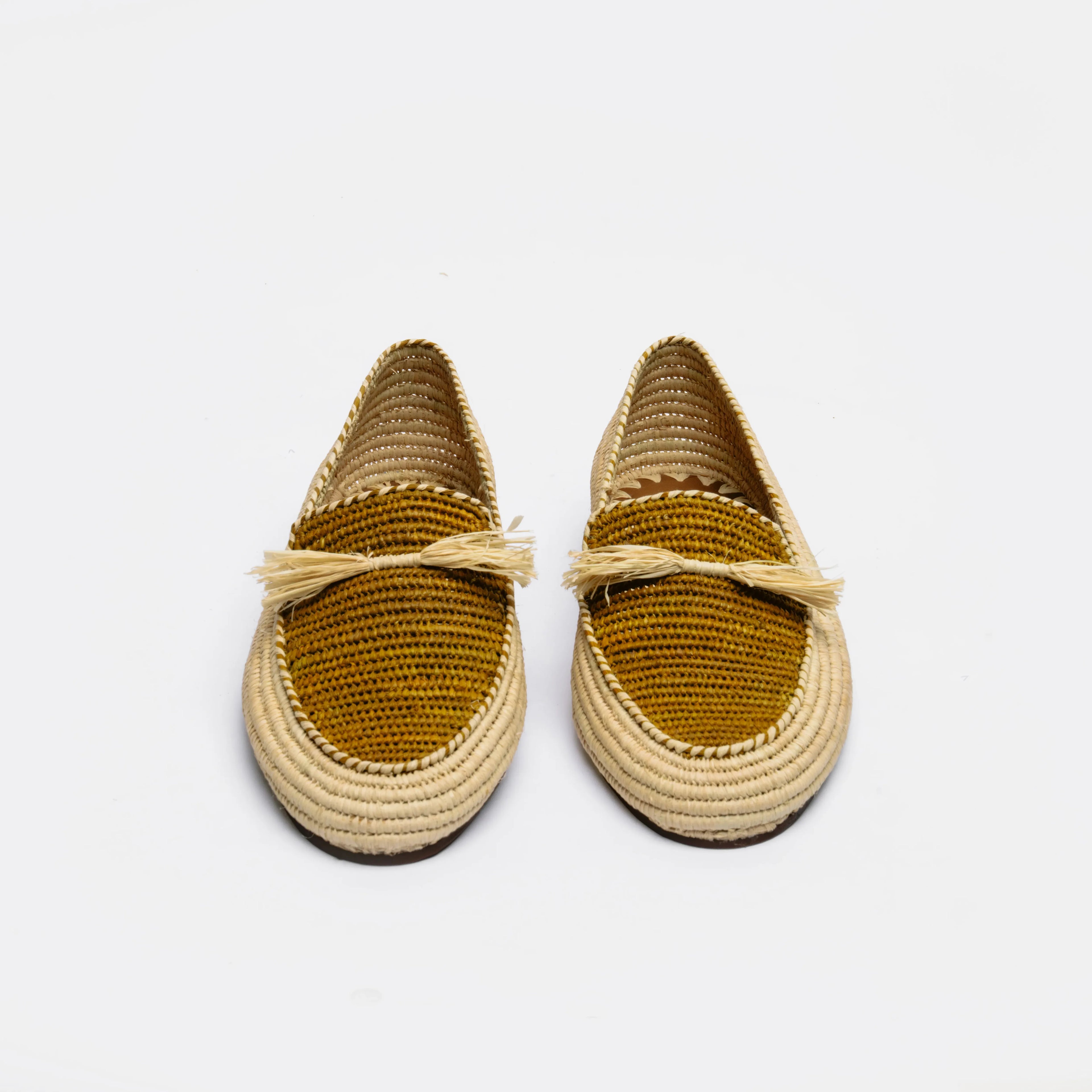 Women's Raffia Loafers in Mustard
