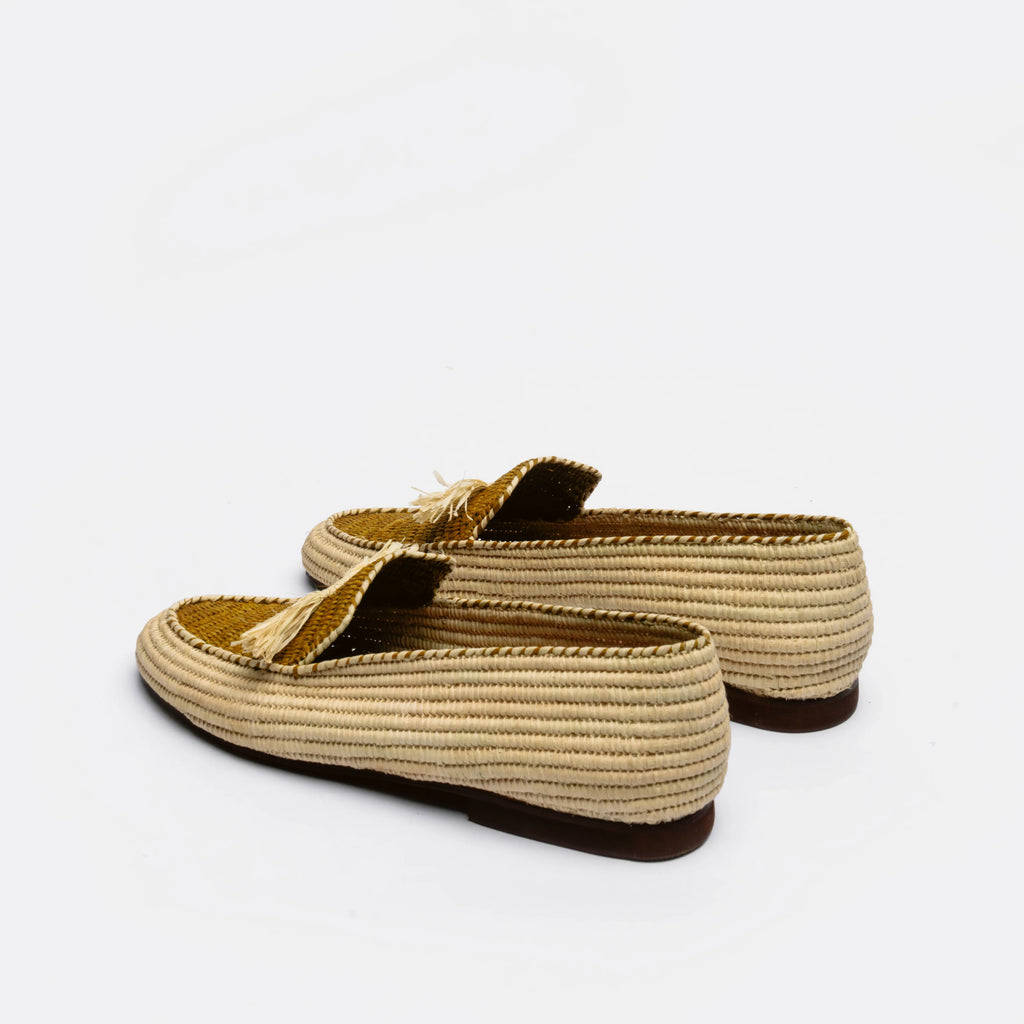 Women's Raffia Loafers in Mustard