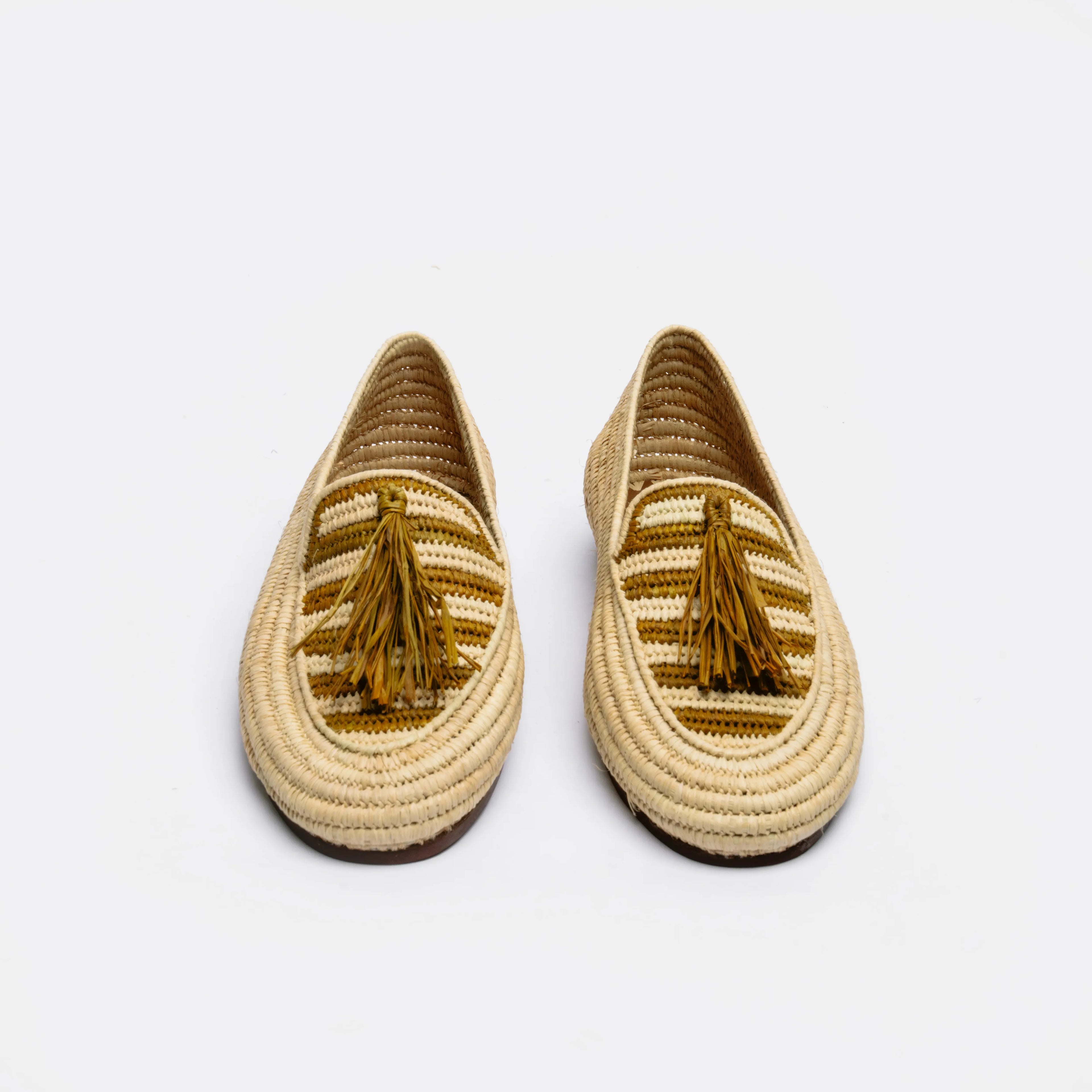 Women's Raffia Loafers in Olive & Natural
