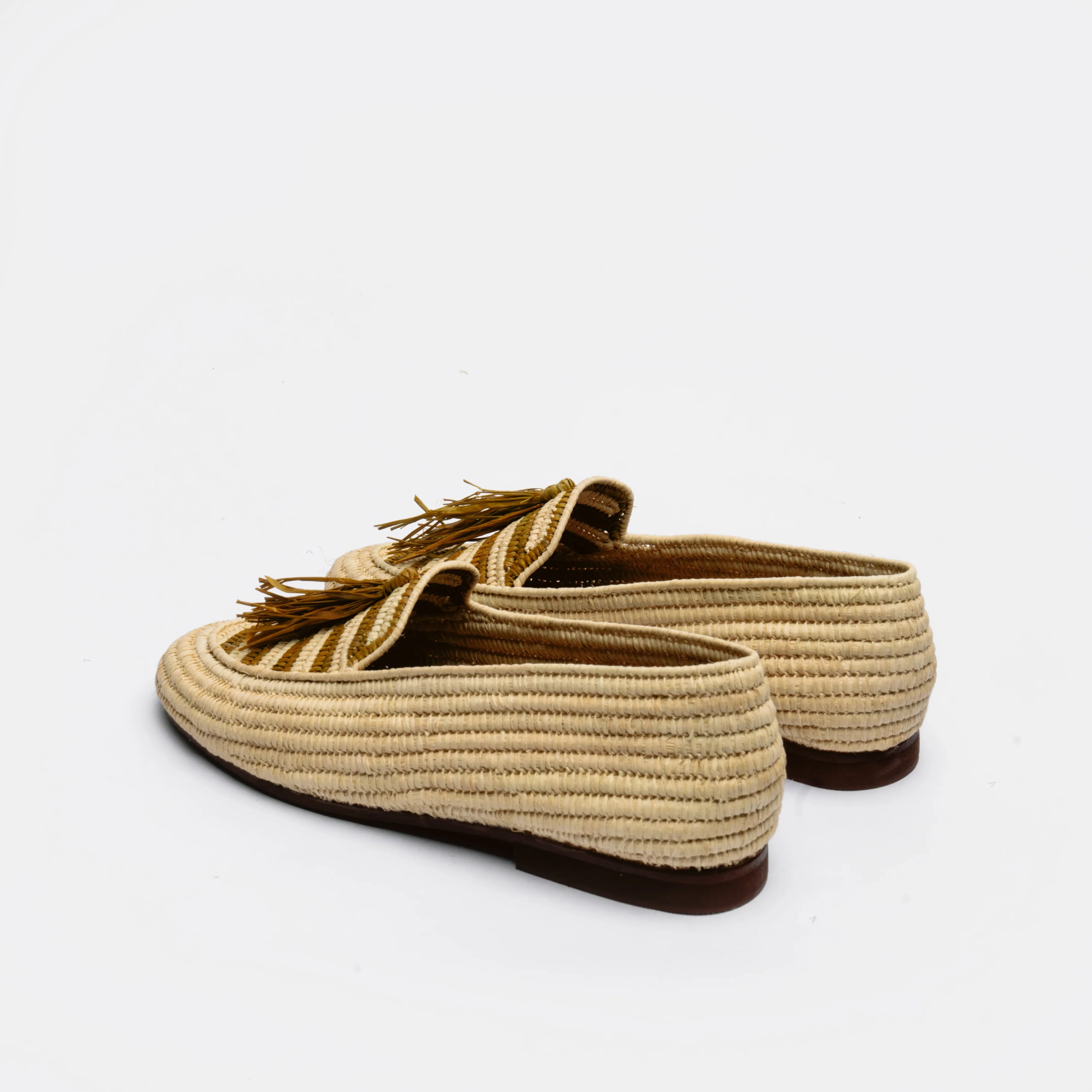 Women's Raffia Loafers in Olive & Natural