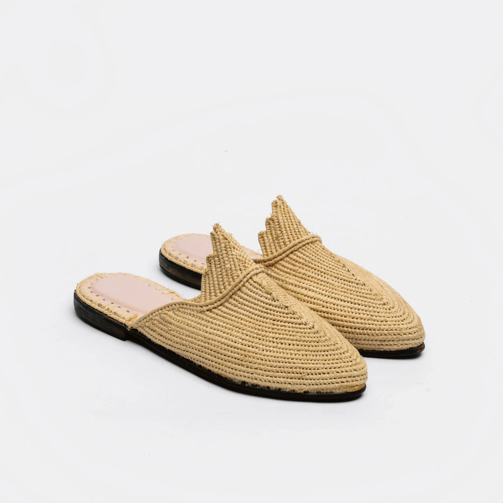Mules en raphia naturel pour femme