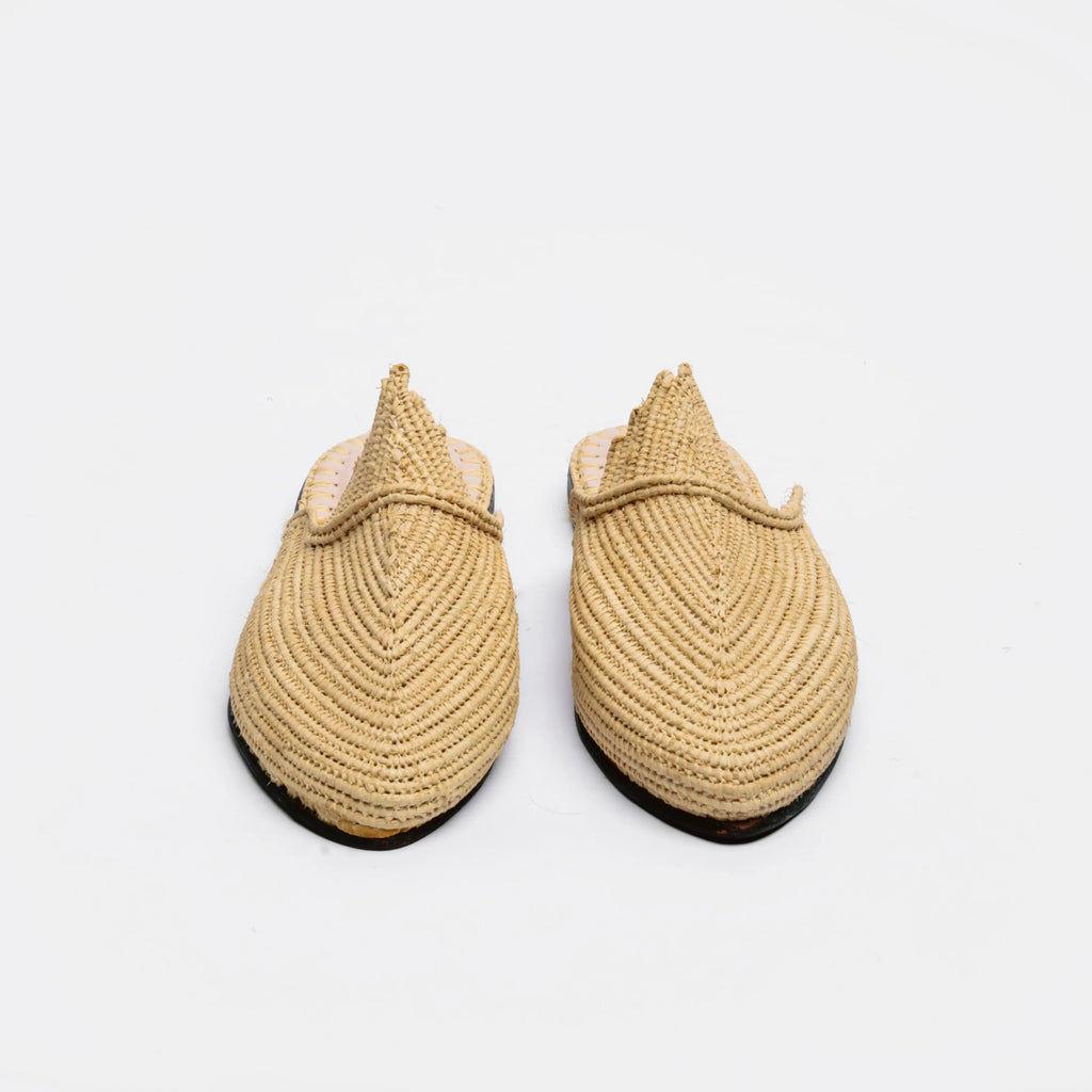 Mules en raphia naturel pour femme