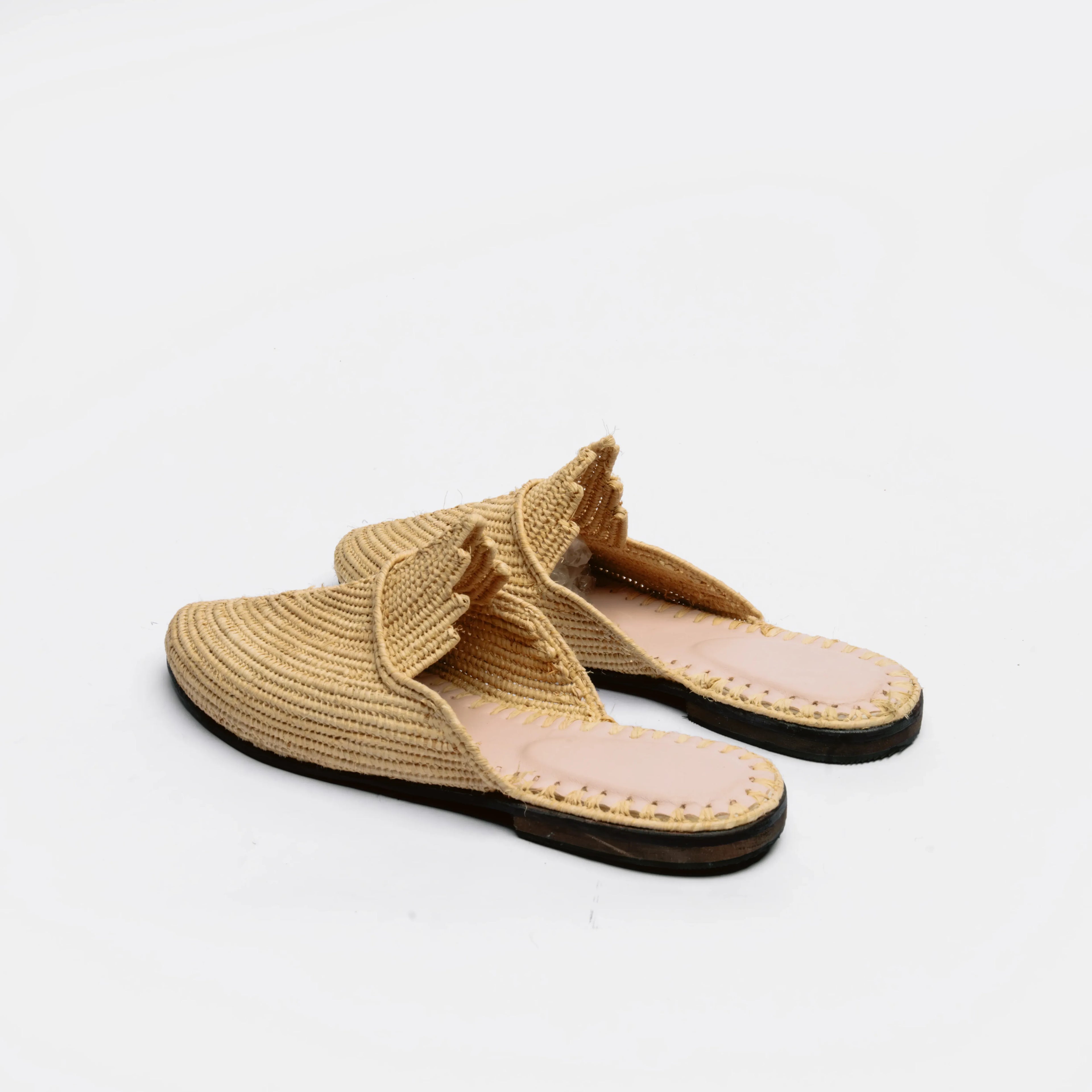Mules en raphia naturel pour femme
