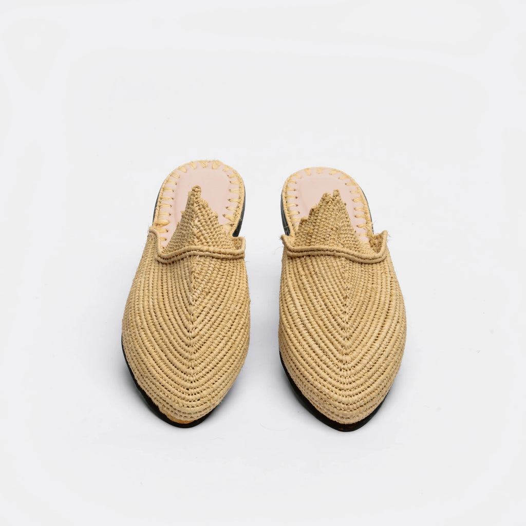 Mules en raphia naturel pour femme