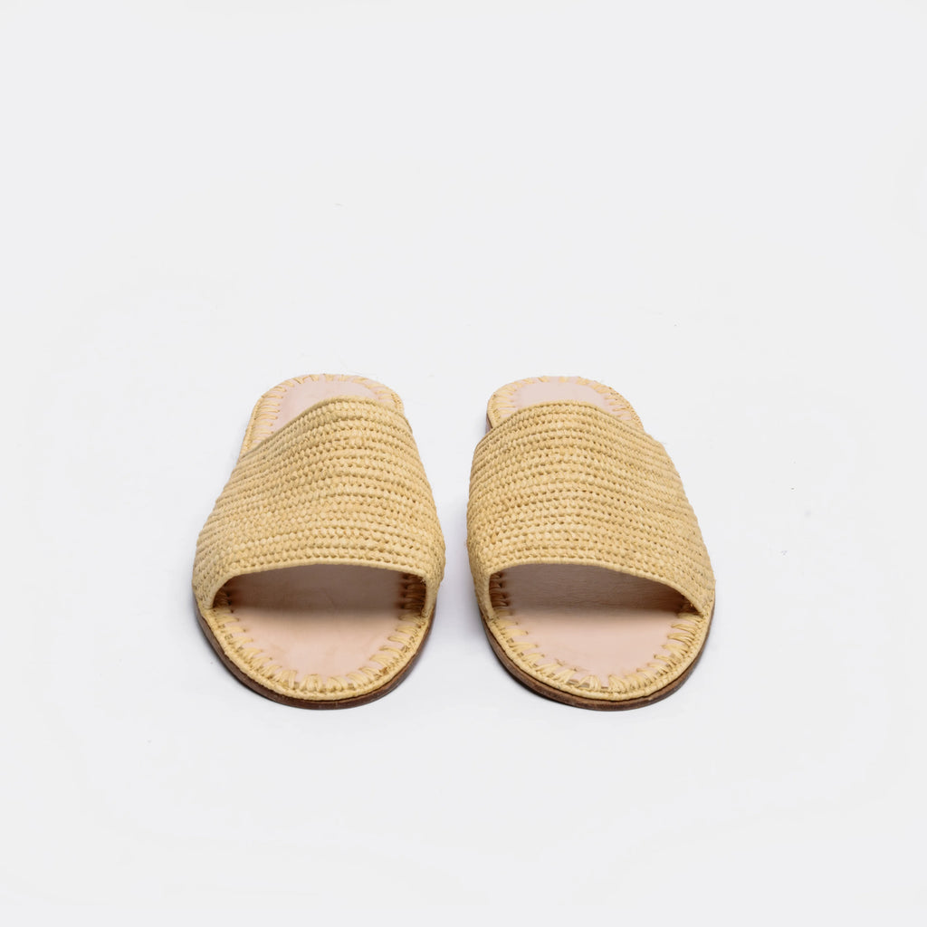 Women's Raffia Wide Sandals In Natural