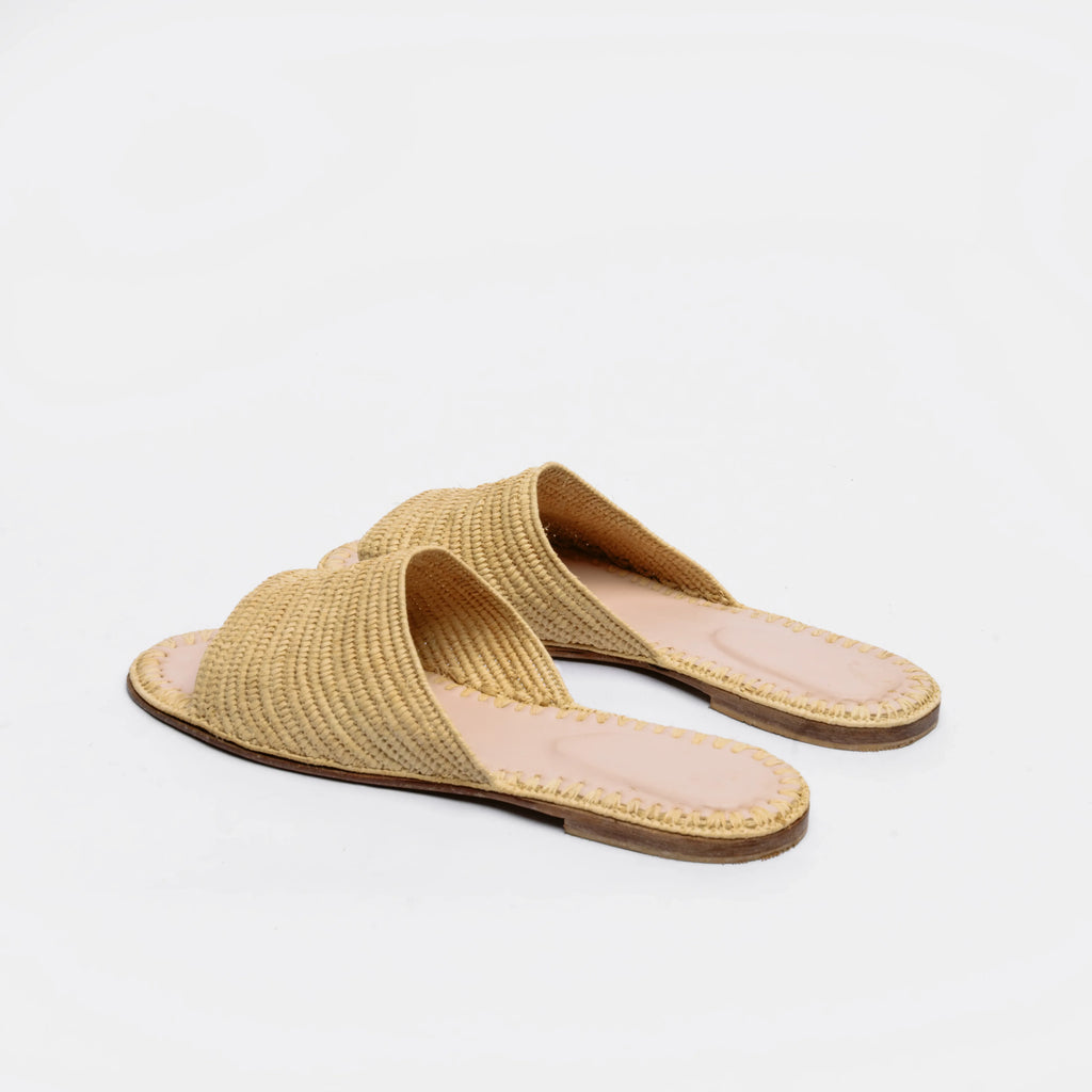 Women's Raffia Wide Sandals In Natural