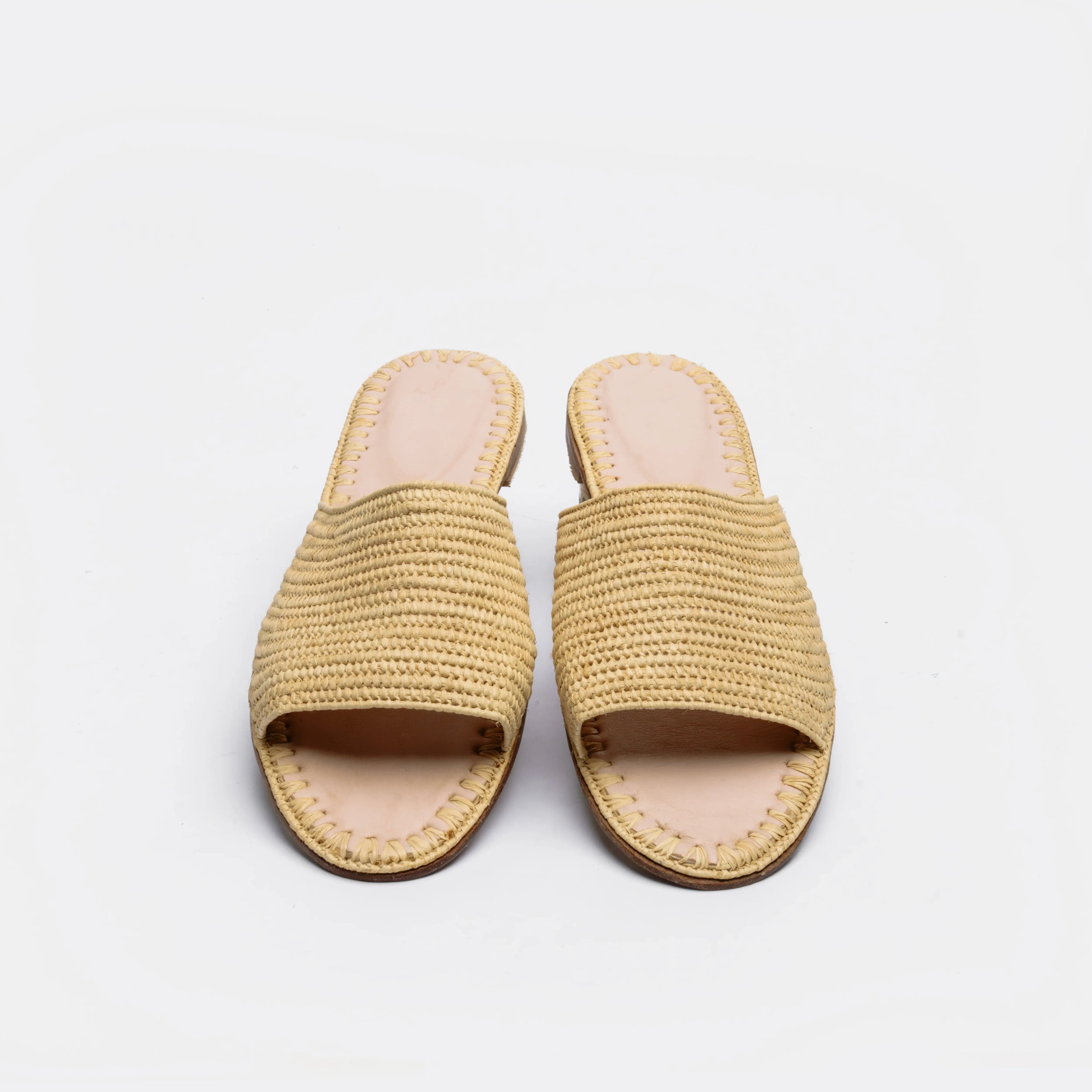 Women's Raffia Wide Sandals In Natural