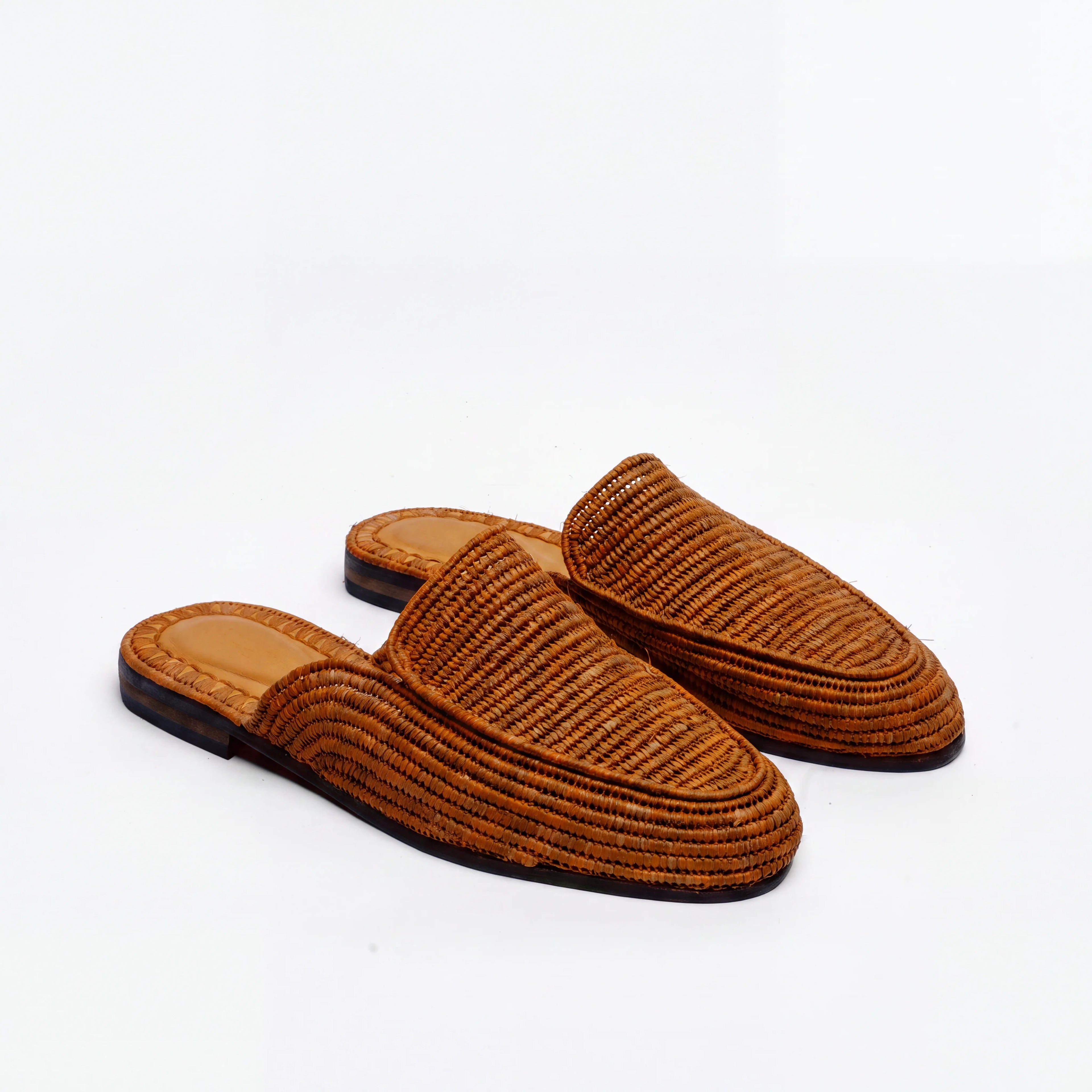 Woven Fiber Slide in Light Brown