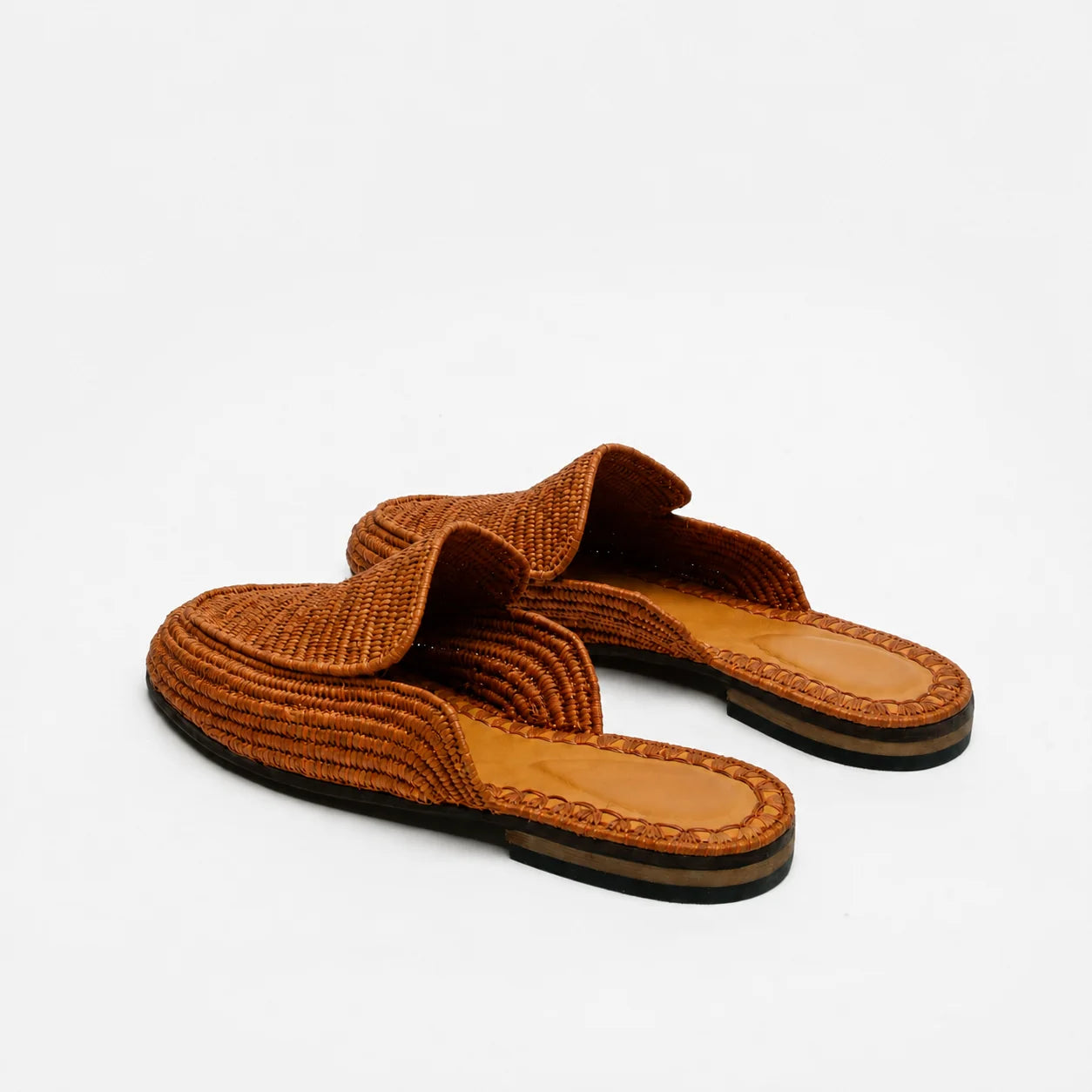 Woven Fiber Slide in Light Brown