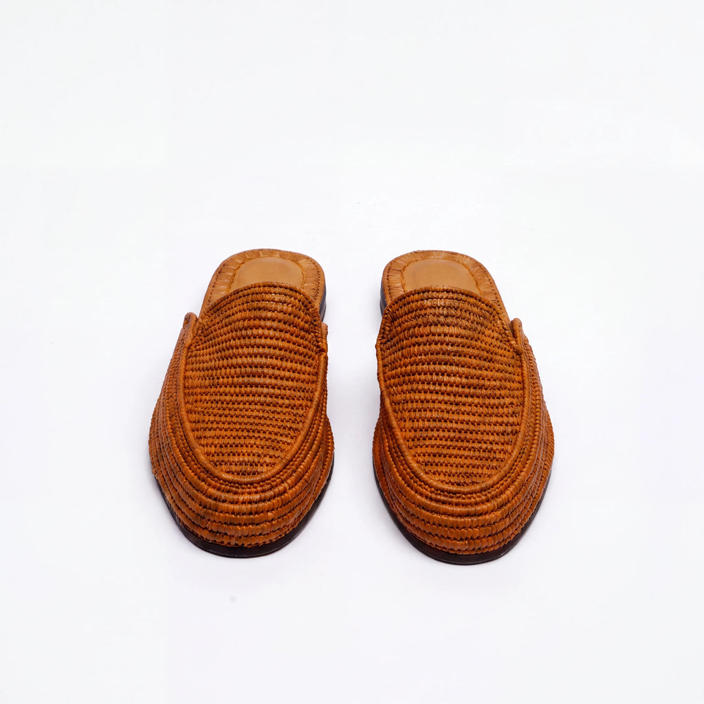 Woven Fiber Slide in Light Brown