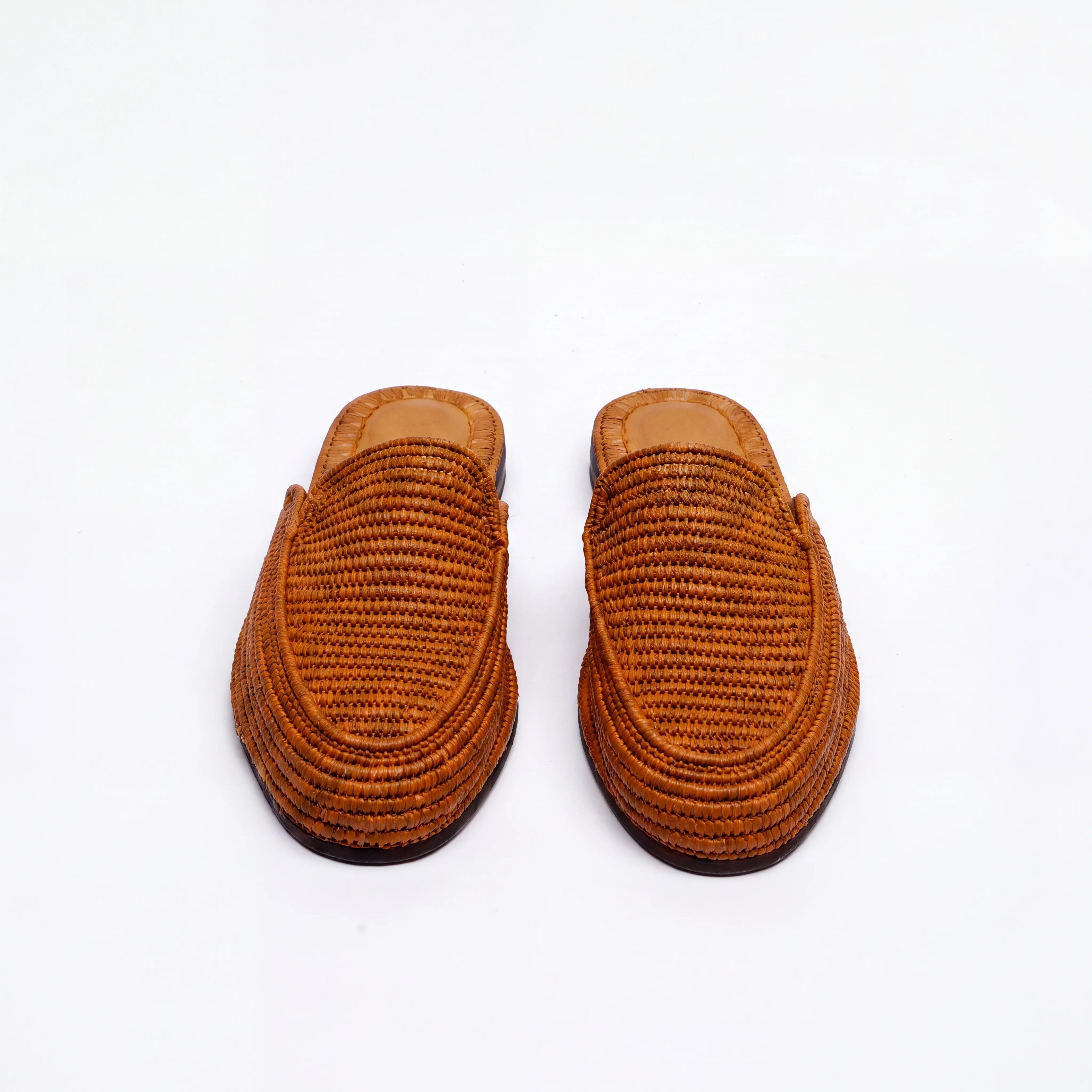 Woven Fiber Slide in Light Brown