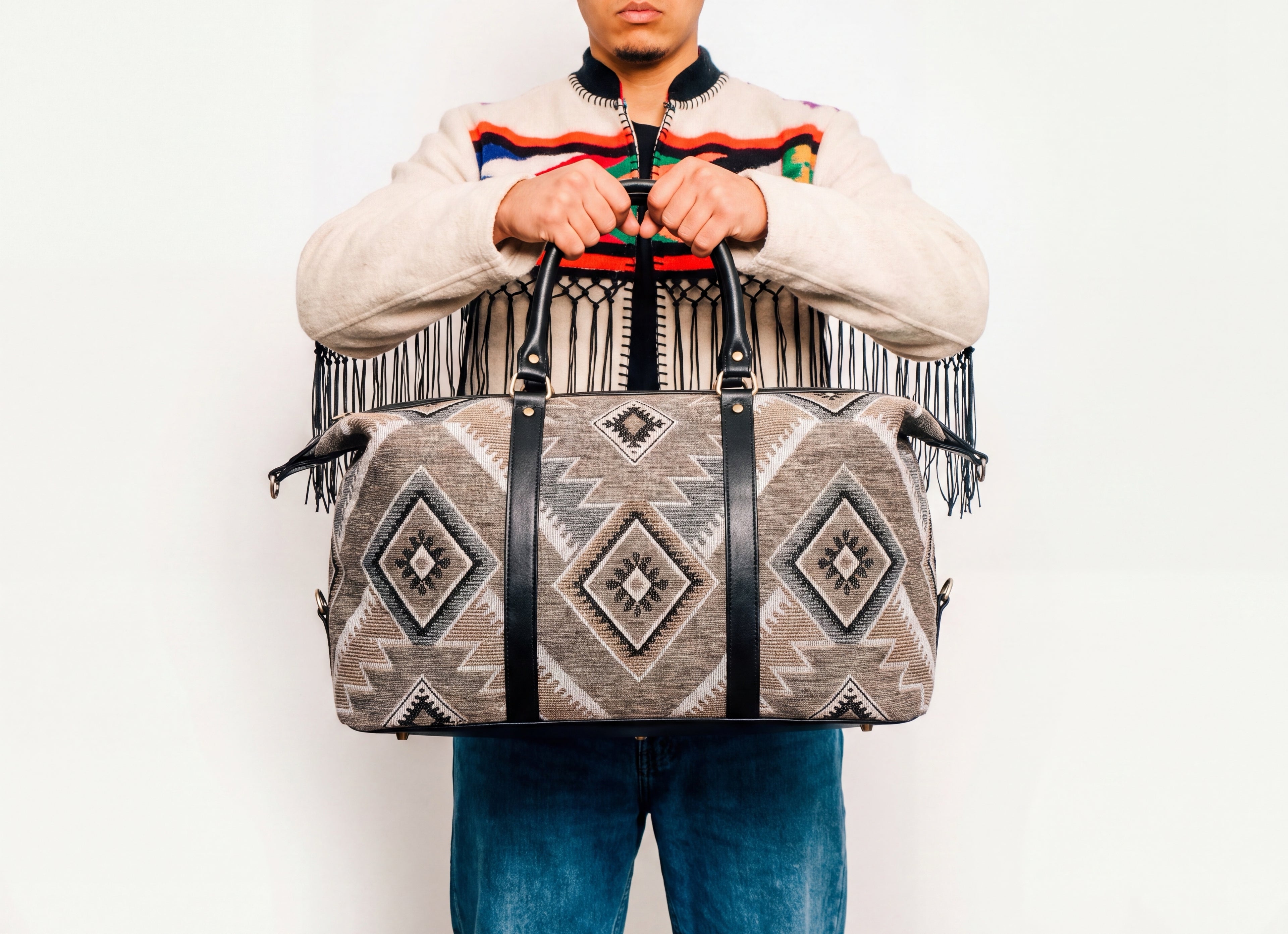 Sand & Charcoal Kilim Overnight Bag